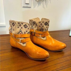 Anthropologie Latigo woven leather booties